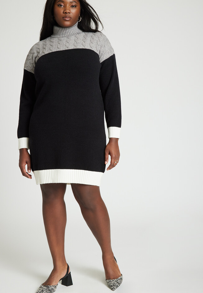 Colorblocked Sweater Mini Dress