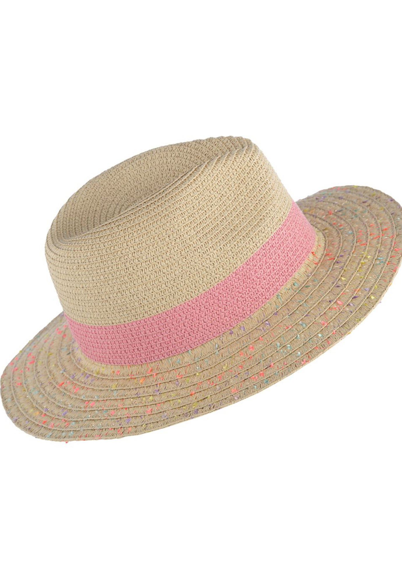 Straw Hat with Band Detail, NATURAL + MULTICOLOR, hi-res image number 0