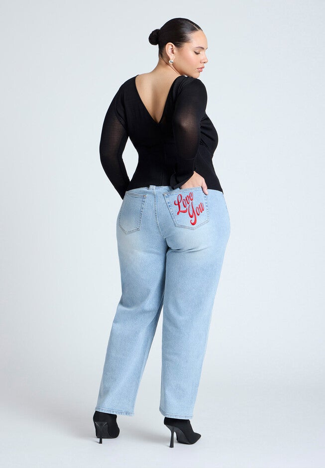 Embroidered Naomi Straight Leg Jean, VINTAGE MEDIUM, on-hover image number null