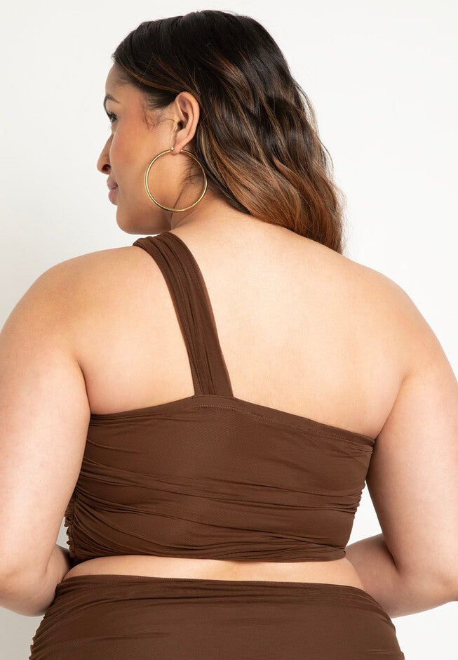 One Shoulder Ruched Tankini Top, , alternate image number null