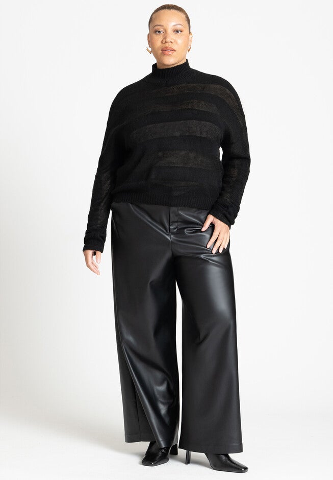 Dolman Striped Sweater, BLACK ONYX, alternate image number null