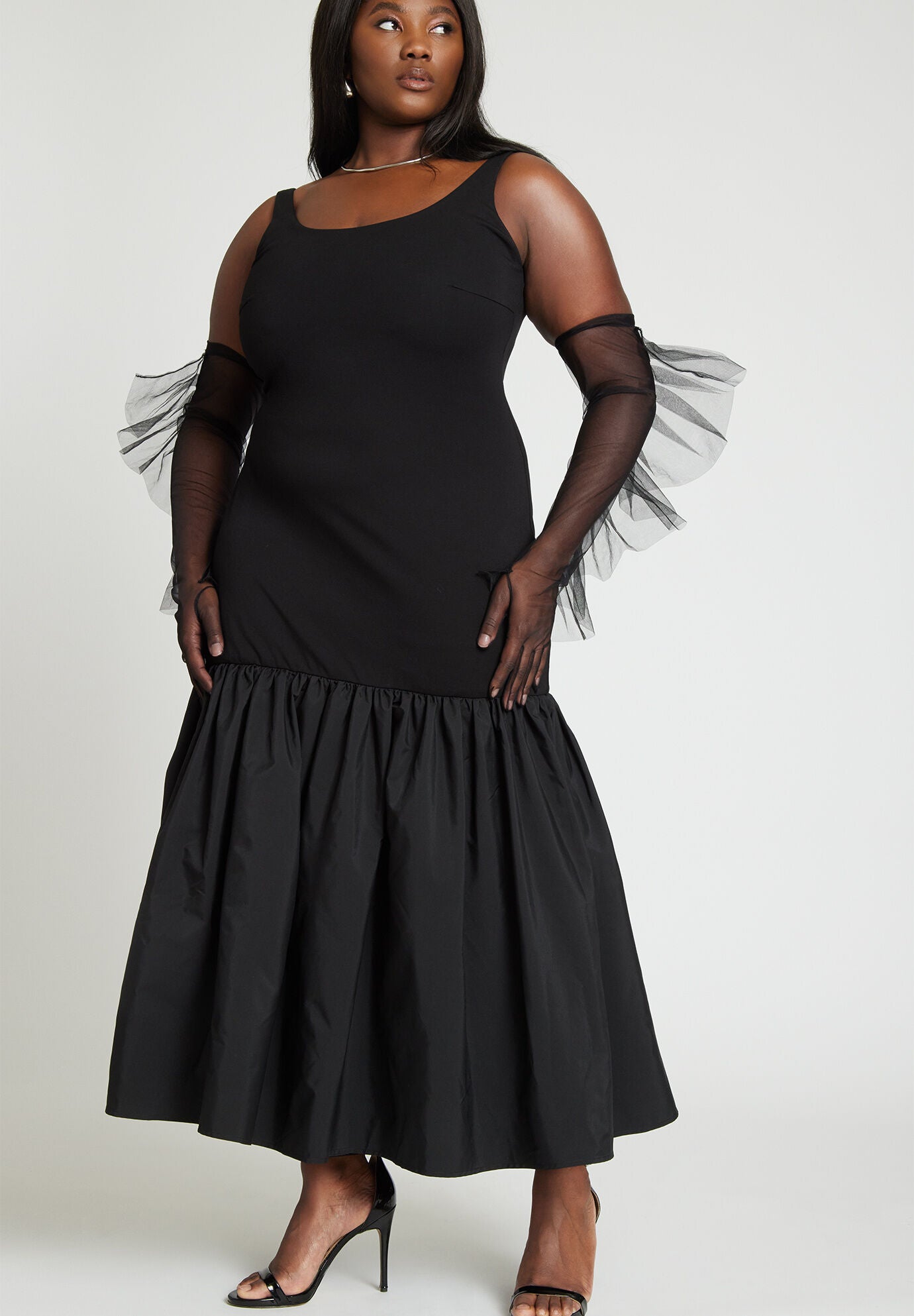 Knit Dress With Taffeta Skirt Fullbeauty Outlet