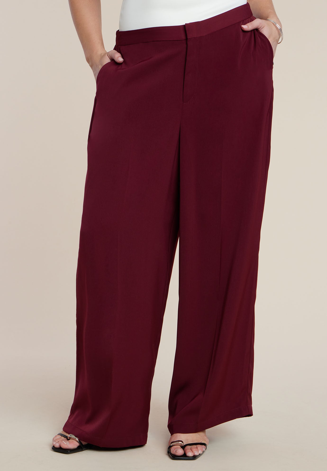 Elastic Waist Wide Leg Trouser
