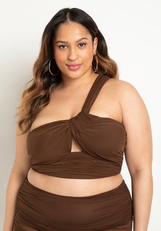 One Shoulder Ruched Tankini Top, , on-hover image number null
