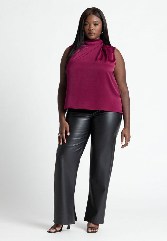 Asym Draped Top, MAROON BANNER, alternate image number null