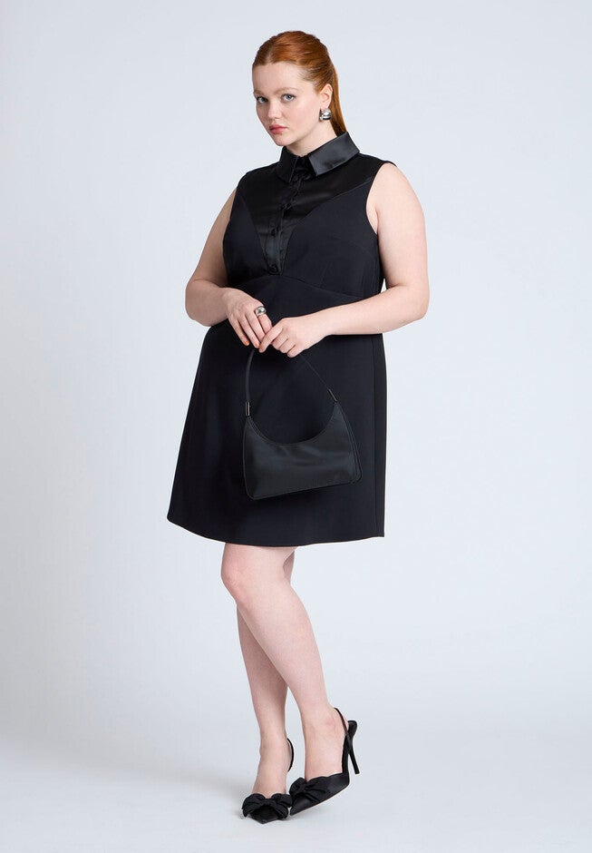 Sleeveless Tuxedo Mini Dress, BLACK ONYX, hi-res image number null