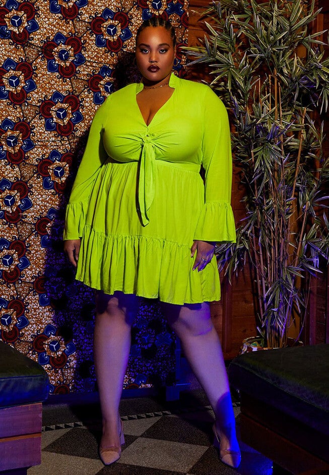 Tie Front Mini Dress, KIWI COLADA, hi-res image number null