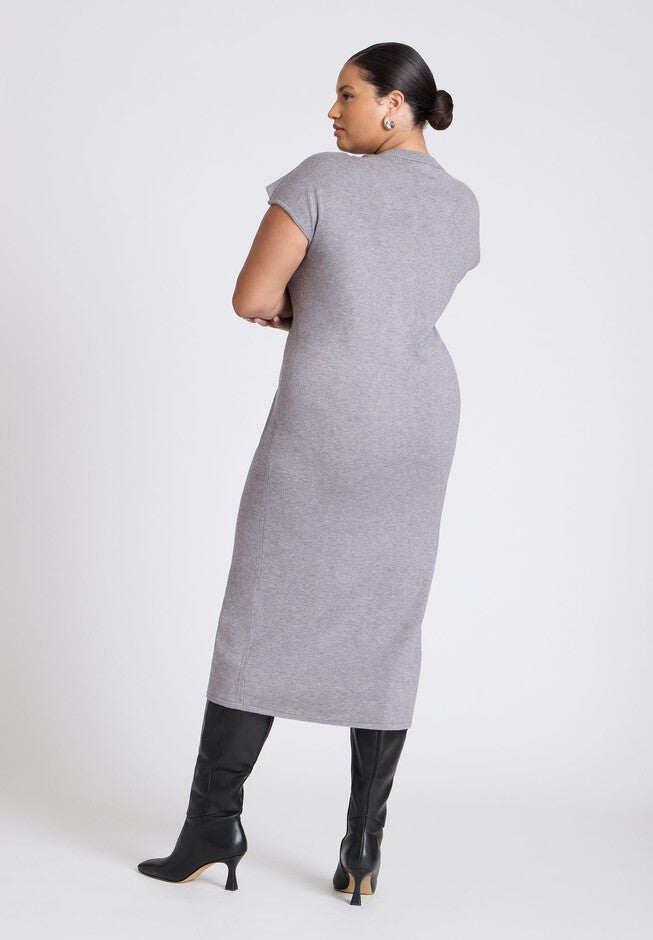 Sleeve Detail Sweater Dress, HEATHER CHARCOAL, on-hover image number null