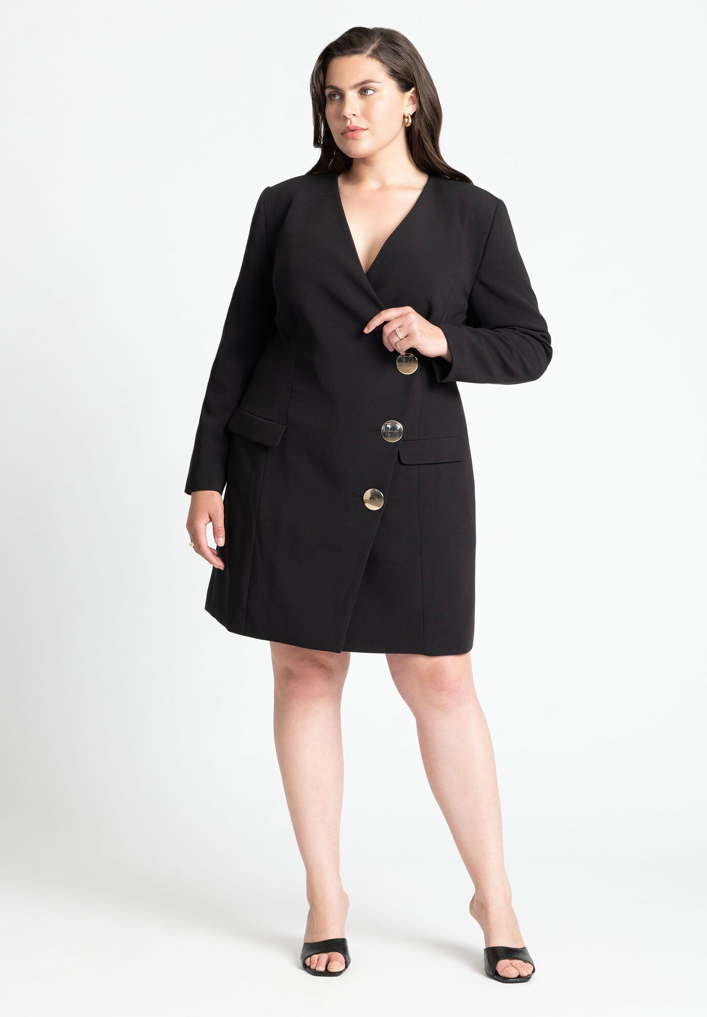 Strong Shoulder Mini Blazer With Gold Buttons | Fullbeauty Outlet