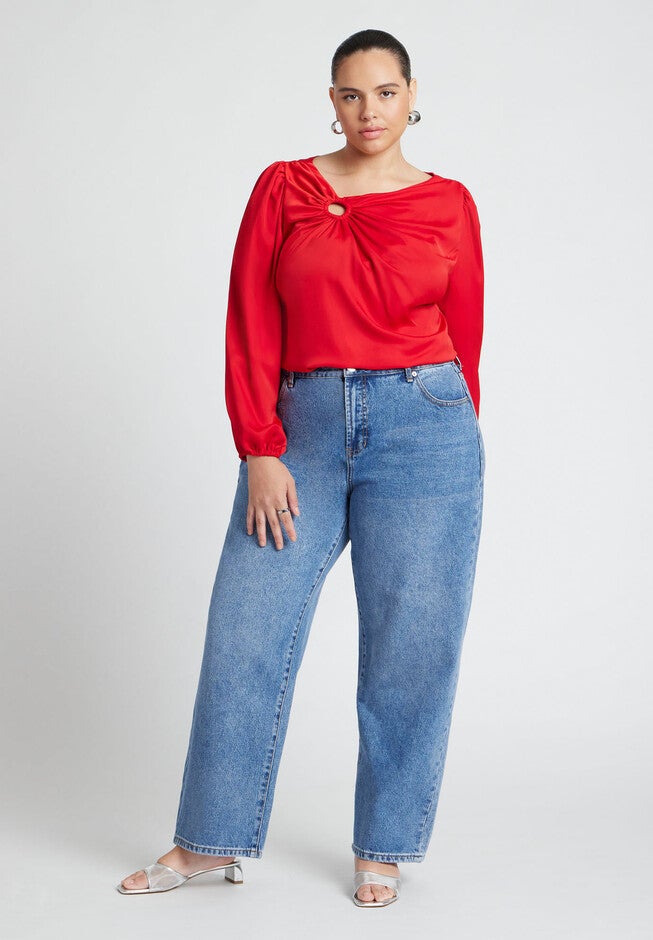 O Ring Neck Drape Top, BARBADOS CHERRY, alternate image number null