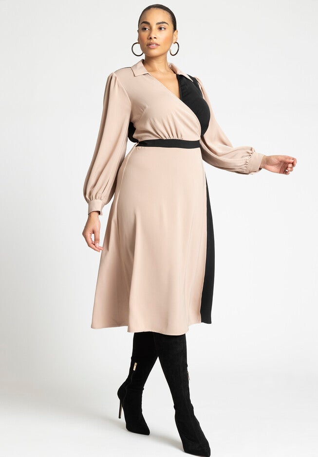 Colorblocked Work Dress, NATURAL BLACK ONYX, on-hover image number null