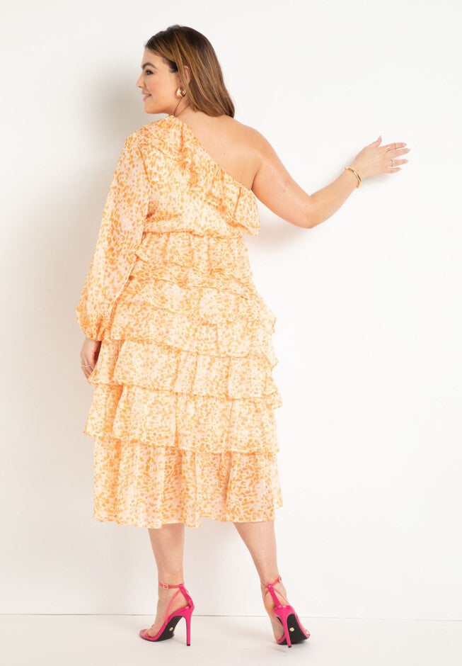 Chiffon Ruffled Dress, , alternate image number null