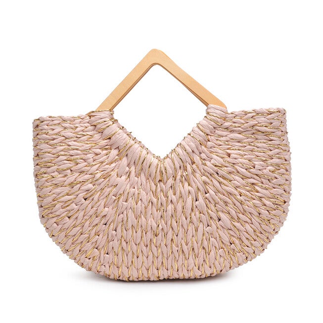 Kehlani Glitter Straw Tote, PINK, alternate image number null