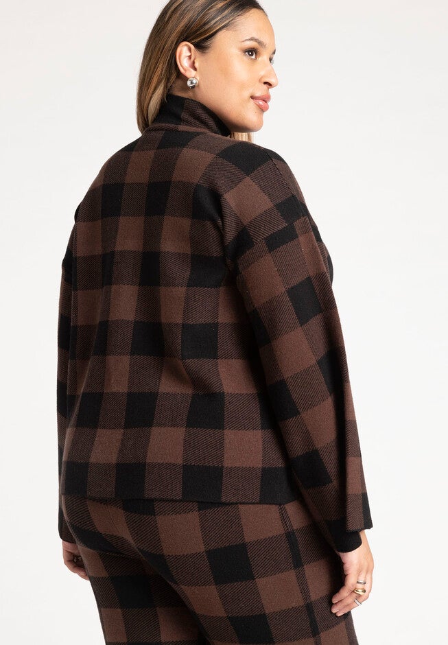 Mock Neck Intarsia Sweater, BUFFALO PLAID, on-hover image number null