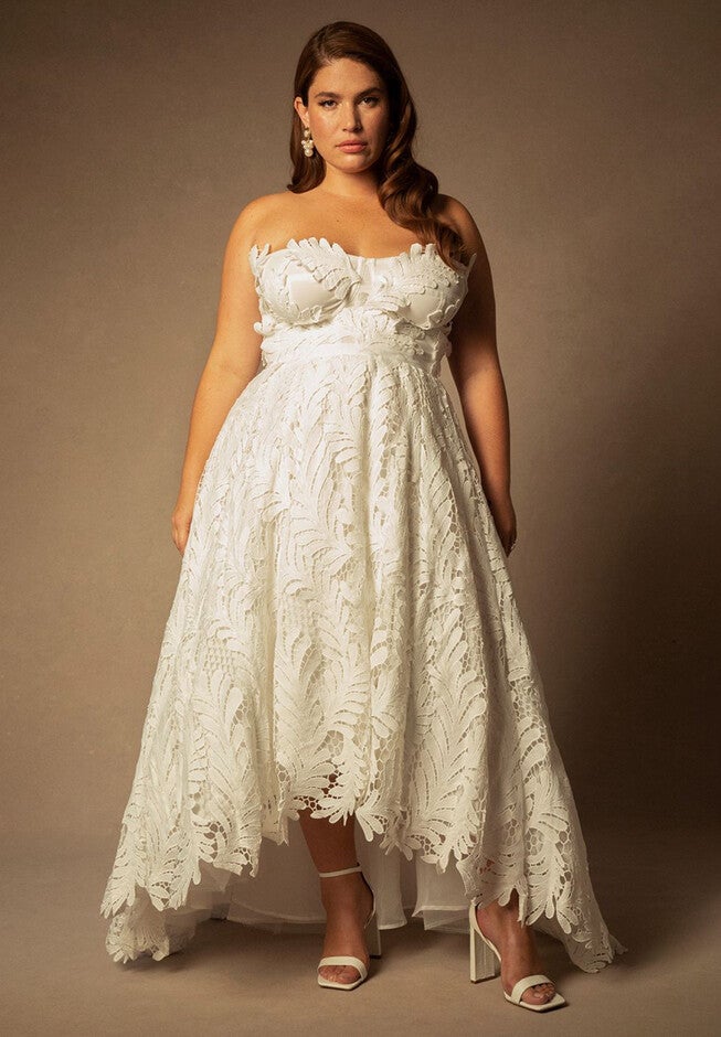 Bridal by ELOQUII Floral Hi-Lo Gown, OFF WHITE, hi-res image number null