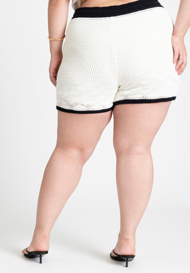 Knitted Crochet Short, OFF WHITE, alternate image number null