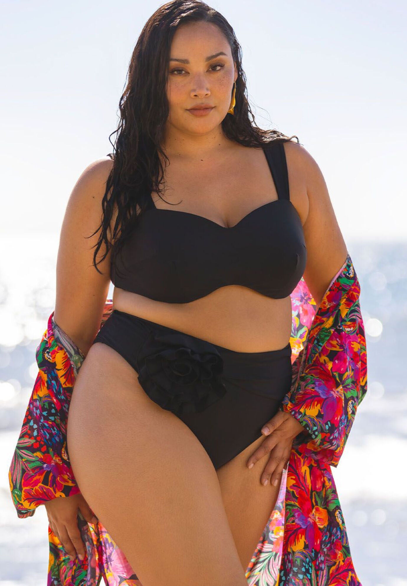 High Waisted Bikini Bottom with Rosette Fullbeauty Outlet