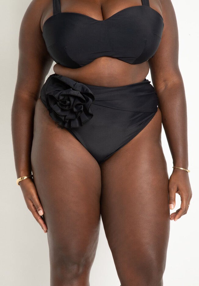 High Waisted Bikini Bottom with Rosette, , on-hover image number null