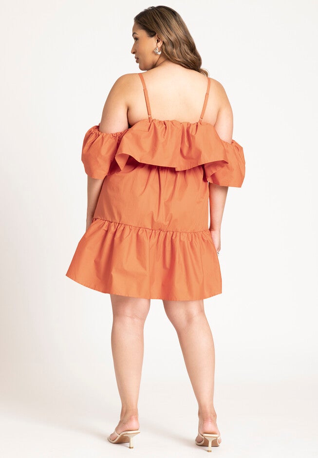 Off The Shoulder Ruffle Mini Dress, APRICOT HAZE, on-hover image number null