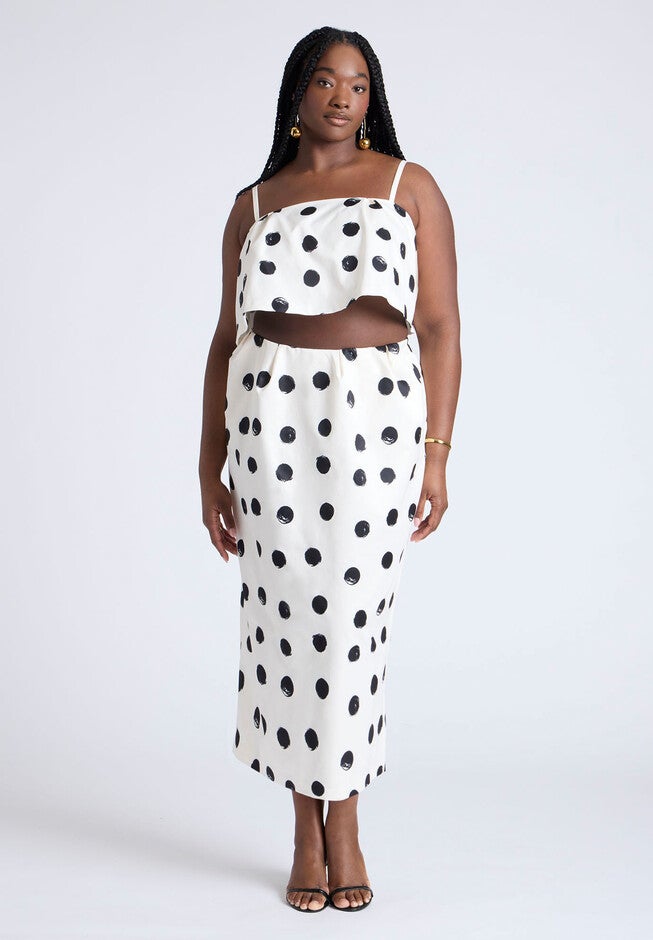 Printed Column Skirt , PAINT DOT, hi-res image number null