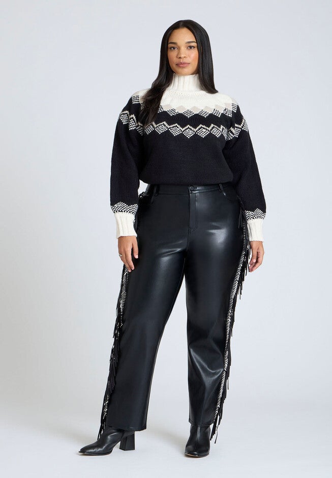 Nordic Mockneck Sweater, ARGYLE PRINT, alternate image number null