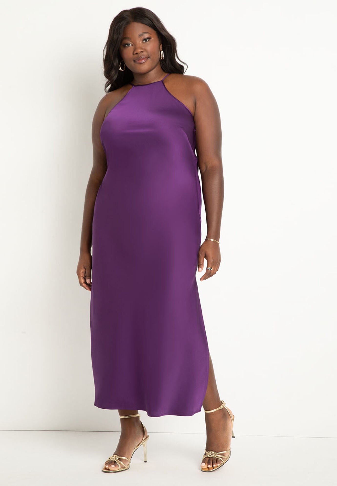 Halter Neckline Satin Maxi Dress Fullbeauty Outlet