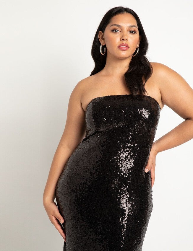 Sequin Gown with Slit, TOTALLY BLACK, on-hover image number null