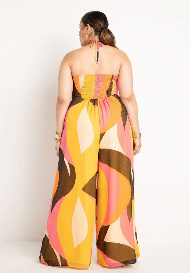 Halter Neckline Wide Leg Jumpsuit, , on-hover image number null