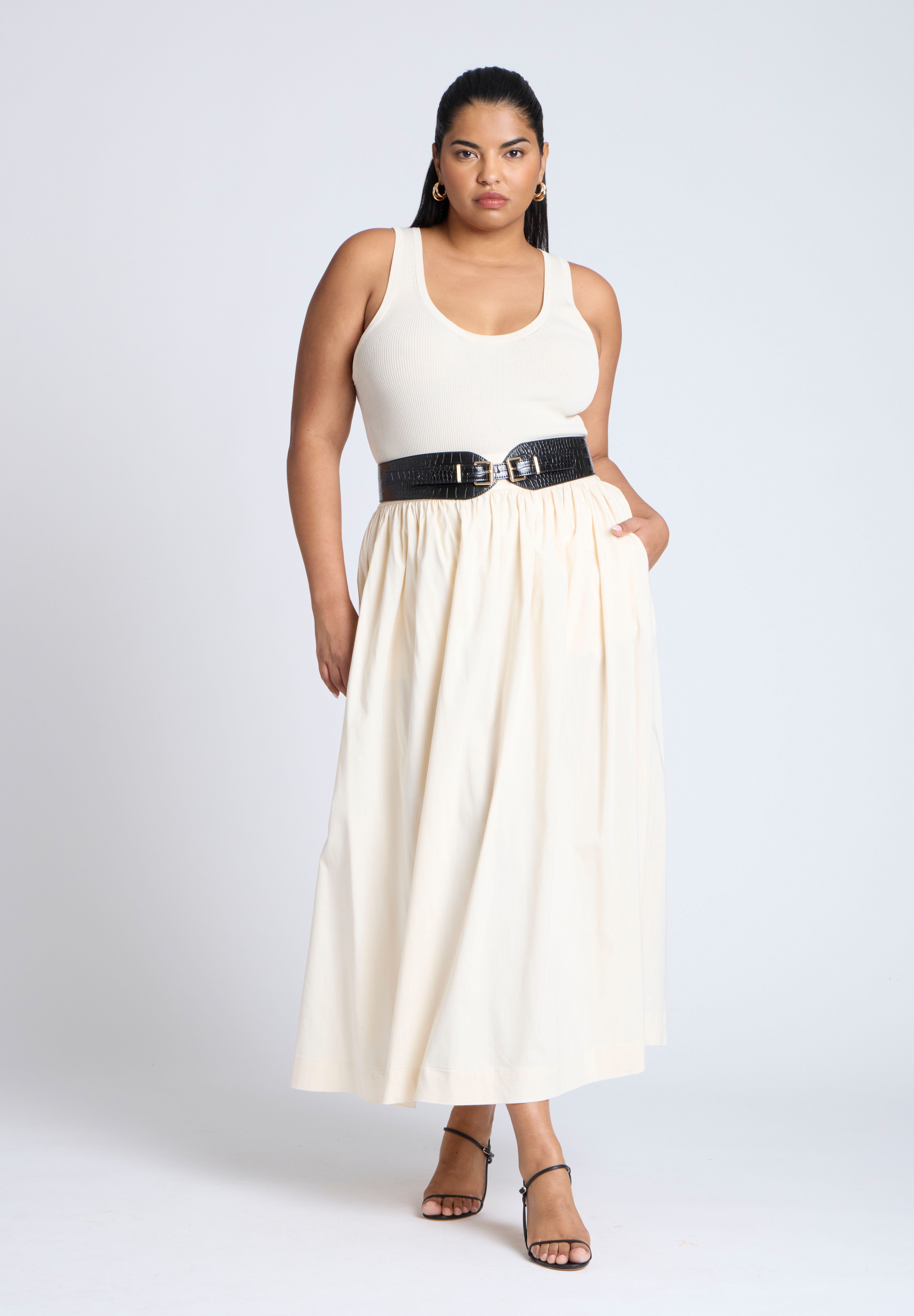 Wide Waist Belt, BLACK CROCO, on-hover image number 1