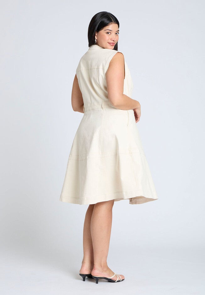 Denim Fit & Flare Dress, TOFU, on-hover image number null