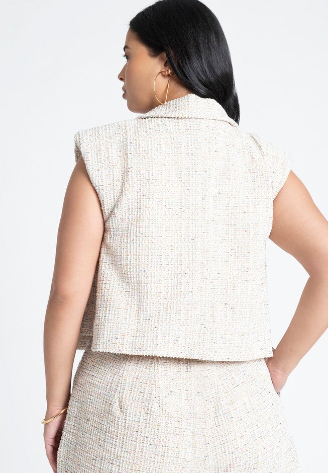 Tweed Cropped Vest, MULTI, alternate image number 2