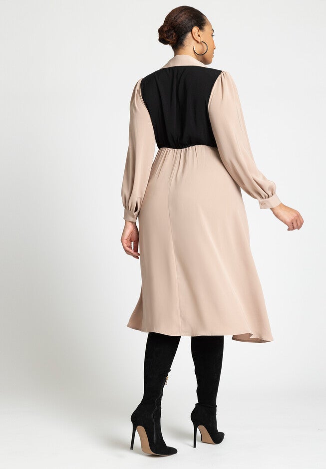 Colorblocked Work Dress, NATURAL BLACK ONYX, alternate image number null