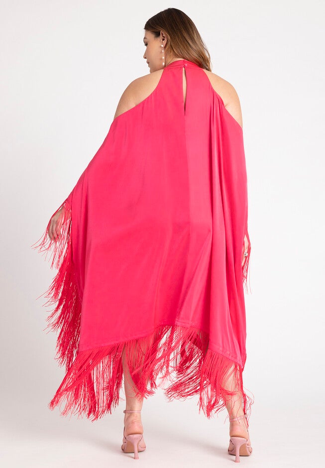 Fringe Formal Caftan Dress, PASSION PINK, alternate image number null