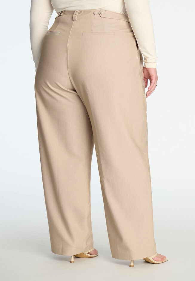 Trouser With Waistband Tabs, HEATHER TAN, alternate image number null