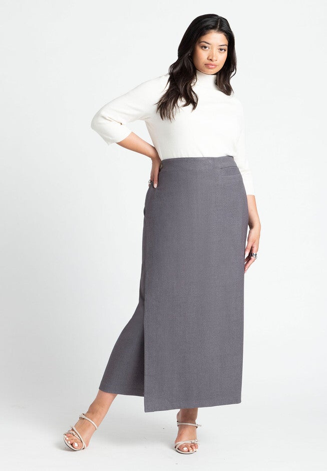 Maxi Structured Wrap Skirt, THUNDER STORM, hi-res image number null