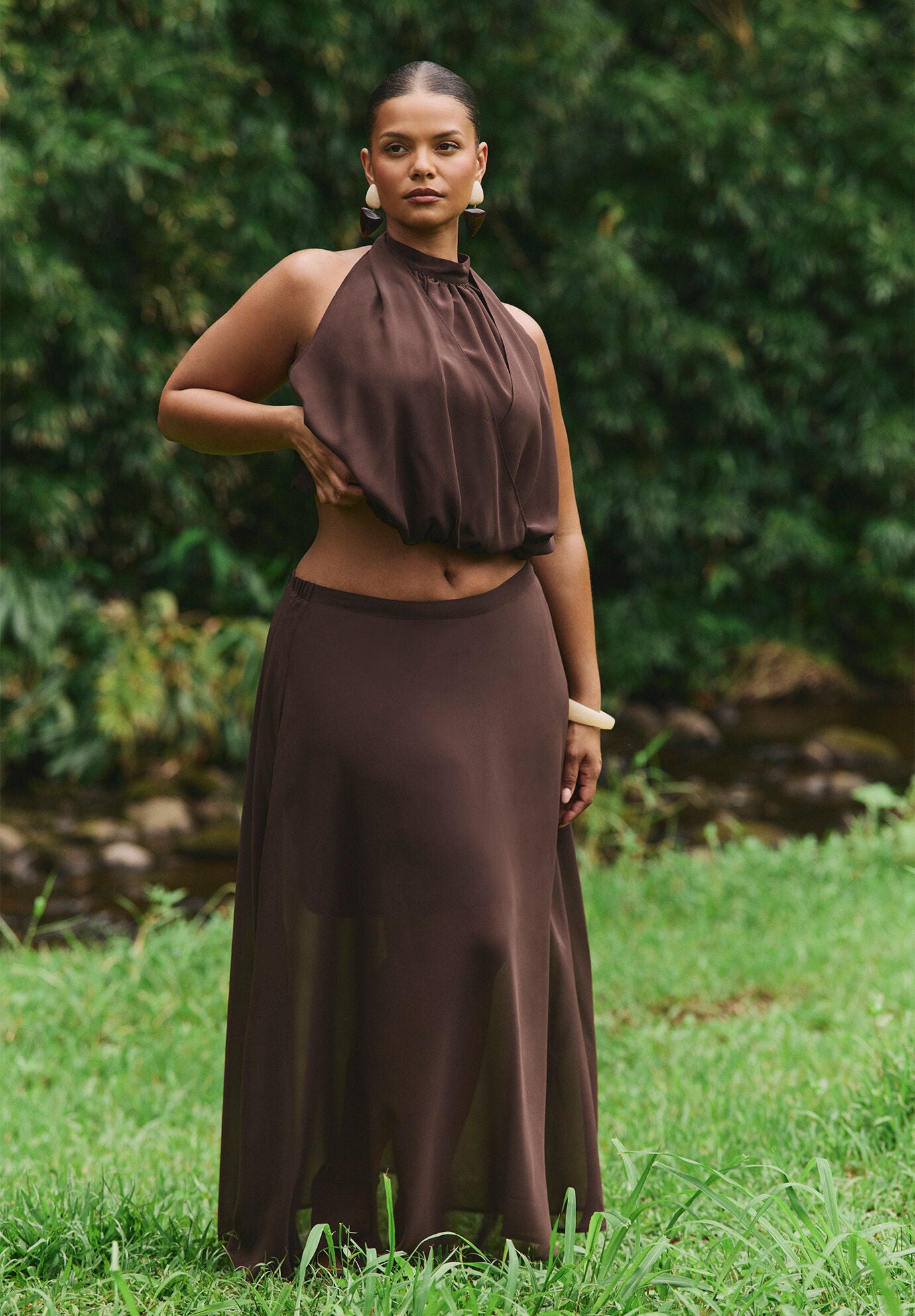 Semi-Sheer Chiffon Circle Skirt