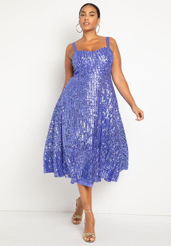 Bustier Flare Sequin Dress, VERY PERI, hi-res image number null
