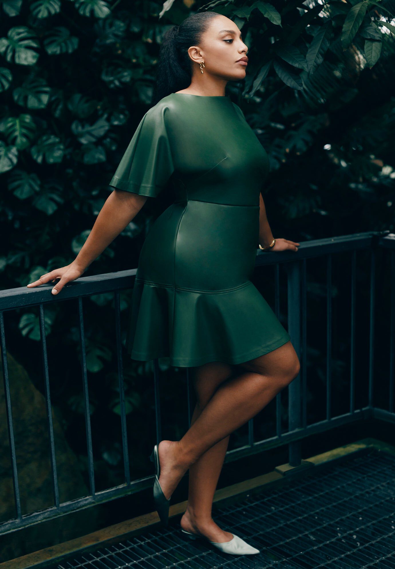 Drapey Faux Leather Mini Dress | Fullbeauty Outlet