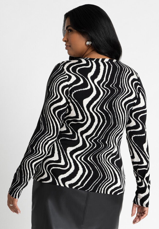 Crew Neck Printed Top, PSYCHEDELIC ANIMAL PRINT, alternate image number null