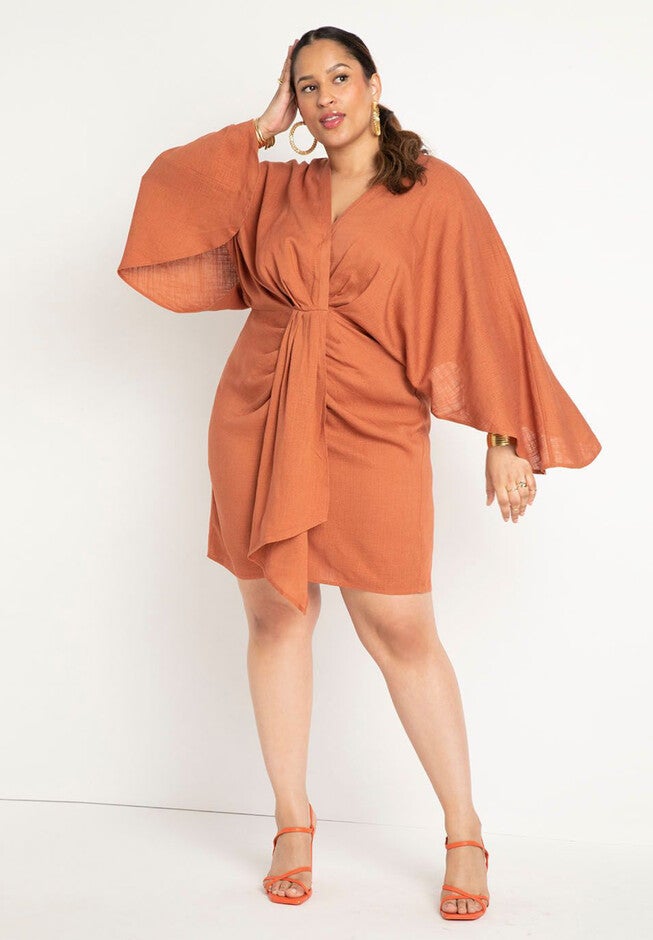 Draped Linen Dress, CHUTNEY, hi-res image number null