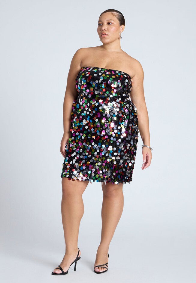 Confetti Sequin Flare Skirt Mini Dress, MULTI, on-hover image number null