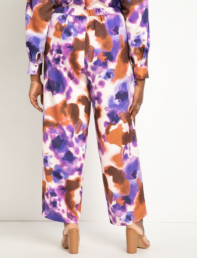 Printed Satin Pant, VIOLET DROPS, alternate image number null