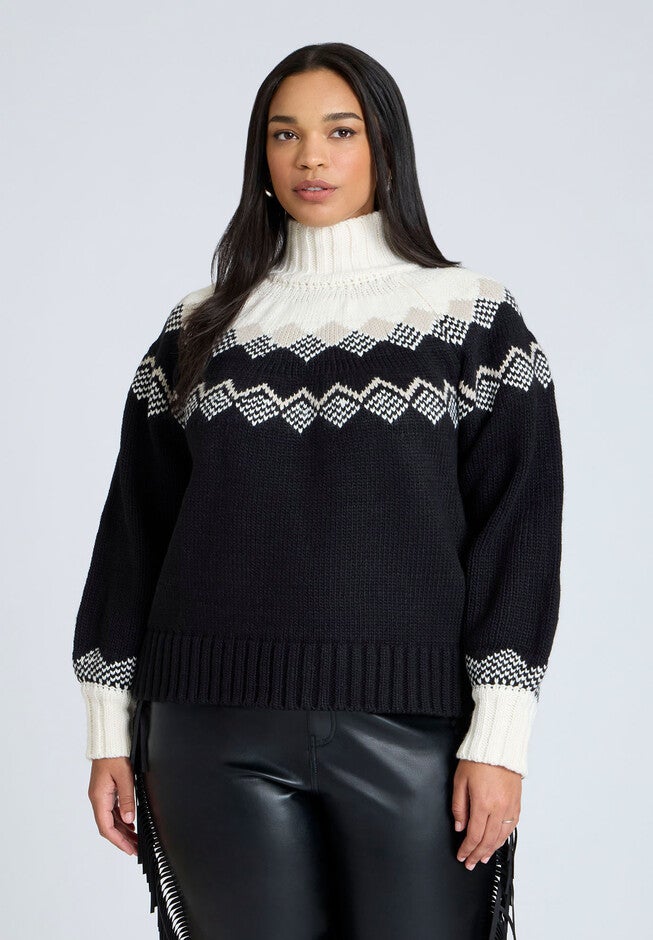Nordic Mockneck Sweater, ARGYLE PRINT, hi-res image number null