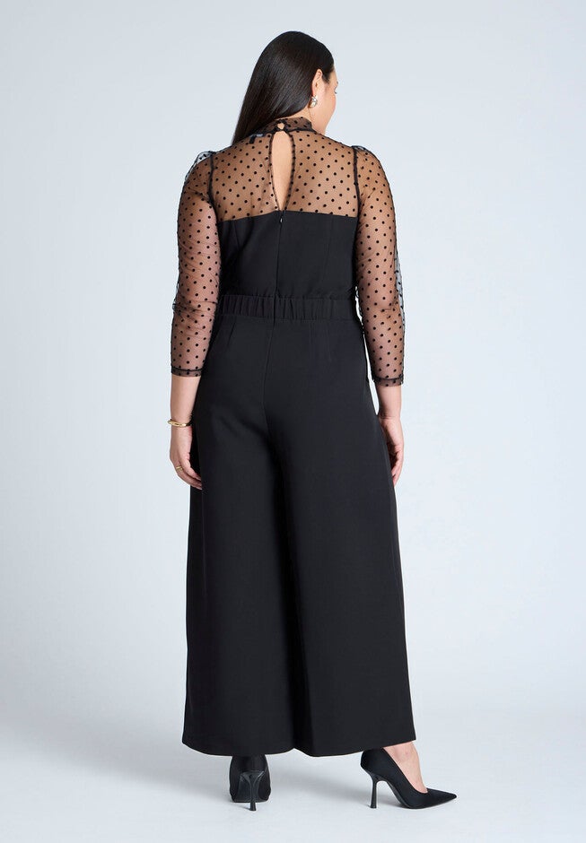 Mesh Turtleneck Jumpsuit, BLACK ONYX, alternate image number null