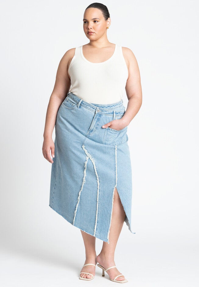 Deconstructed Denim Skirt, LIGHT WASH, hi-res image number null