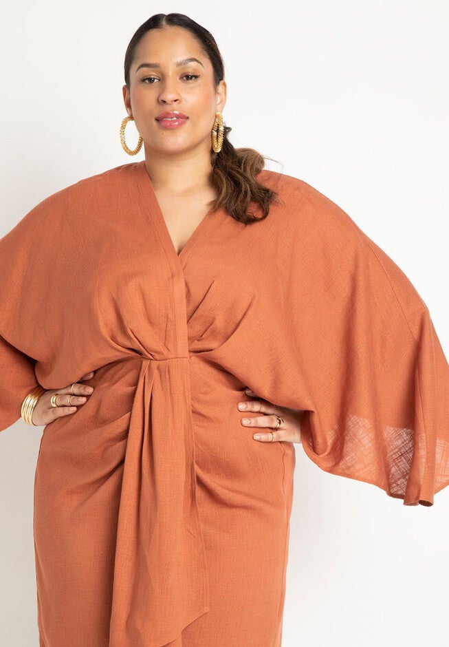 Draped Linen Dress, , alternate image number null