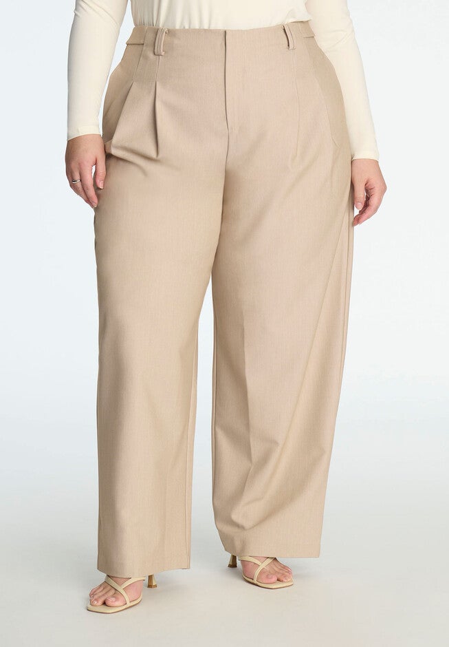 Trouser With Waistband Tabs, HEATHER TAN, on-hover image number null