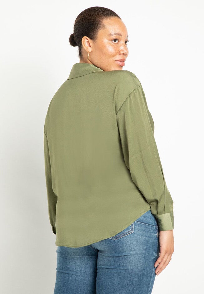 Long Sleeve Satin Button Down, , on-hover image number null