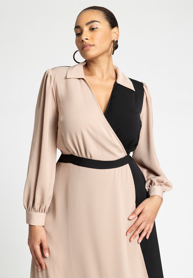 Colorblocked Work Dress, NATURAL BLACK ONYX, alternate image number null