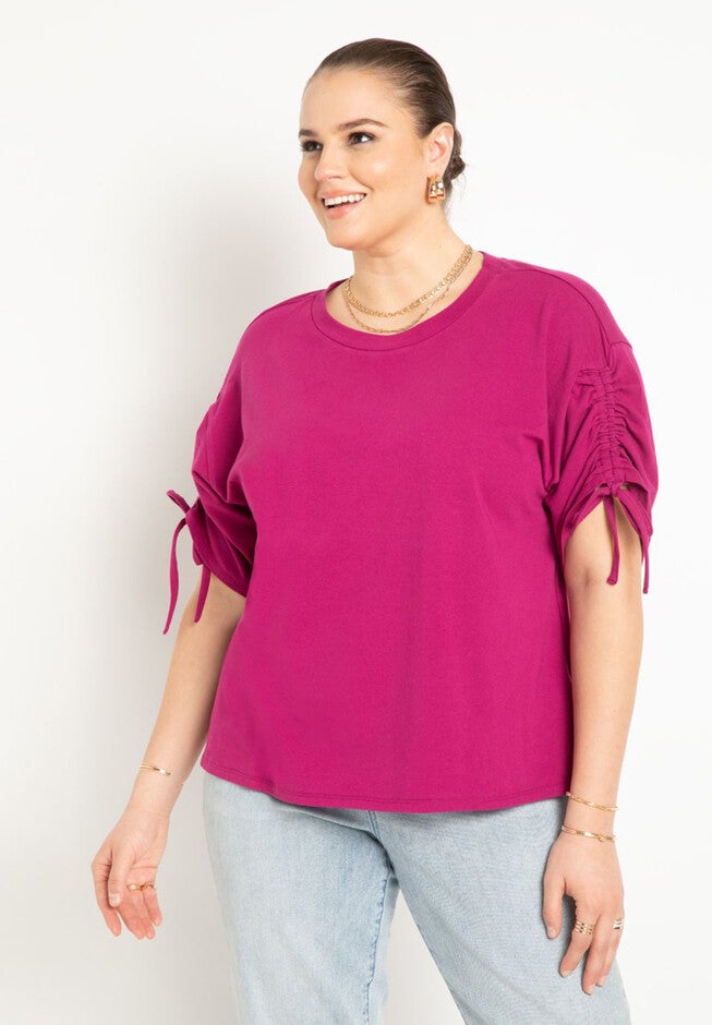 Shirred Sleeve Tee, BOYSENBERRY, hi-res image number null
